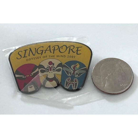 Singapore Masks Odyssey Of The Mind 2002 Collectible OM OotM Pin Pinback - Picture 2 of 3